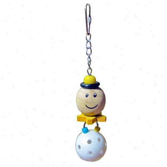A&e Cage Co. Small Happy Face With Hanging Whiffle Balll Bird Toy