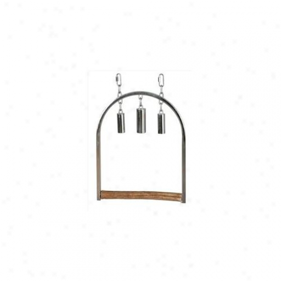 Caitec 301 12 Inch Large Stainless Steel Swing With Natural Wood Perch