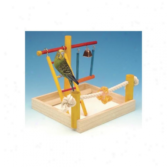 Penn Plax Small Wooden Playground Bird Activity Center