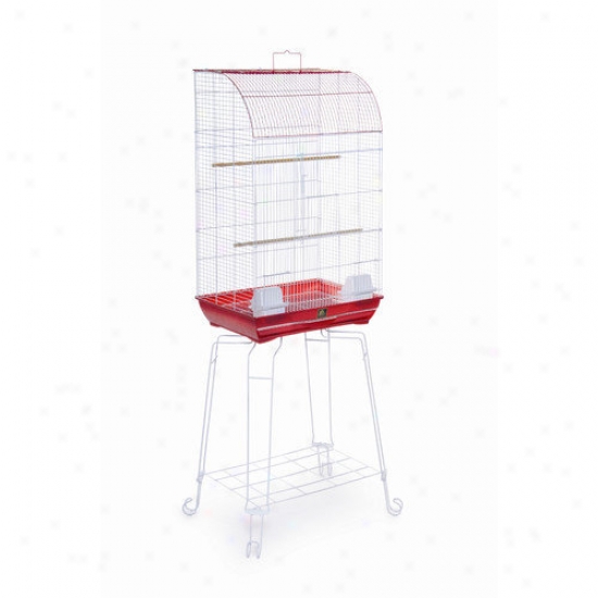 Prevue Hendryx Curved Front Bird Cage In Red / White