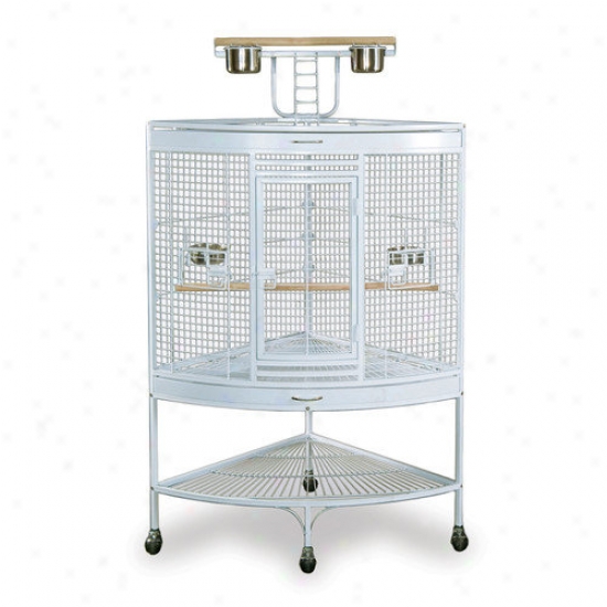 Prevue Hendryx Smalp Corner Bird Cage In White