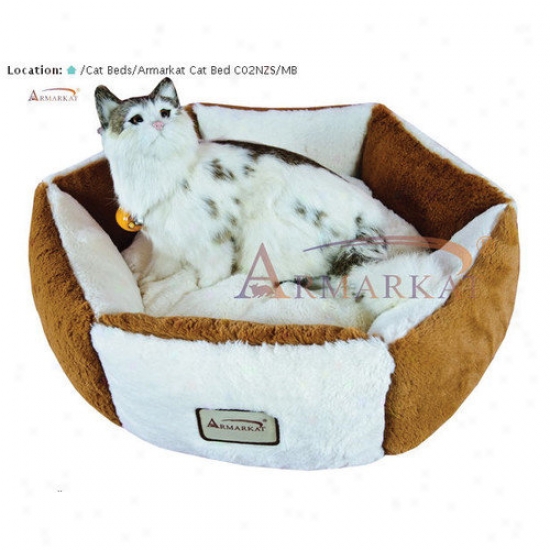 Armarkat Cat Bed In Brown And Ivory