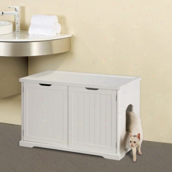 Cat Washroom Bench - White