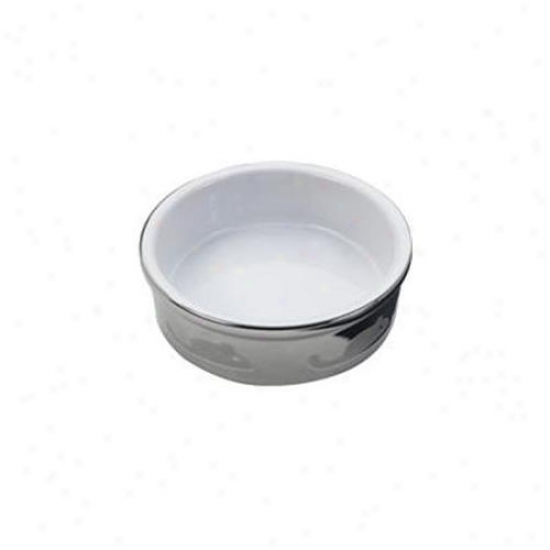 Ethical Stoneware Dish 688244 5 Inch Fishy Titanium Cat Dish - Silver