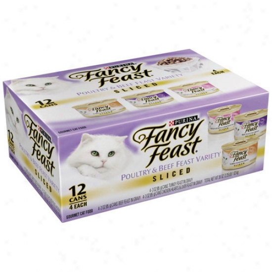 Fancy Feeast Gourmet Sliced Poultry And Beef Feast Variety Cat Food, 3 Oz, 12-pack