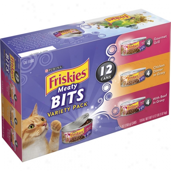 Friskies Meaty Bits Variety Pack Canned Cat Food, 5.5 Oz, 12 Count