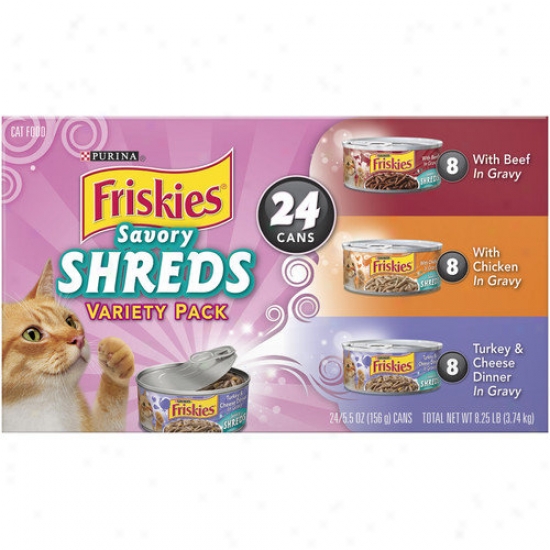 Friskies Savory Shreds Wet Cat Food Variety Pack (5.5-oz Can, Case Of 24)