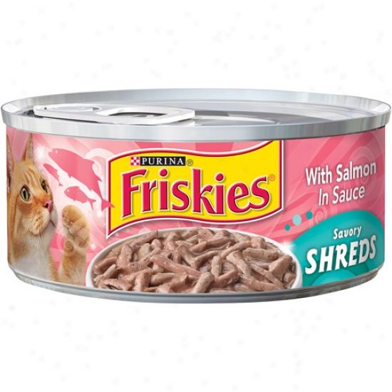 Friskies Humidity Savory Shreds With Salmon In Sauce Canned Cat Food, 5.5 Oz