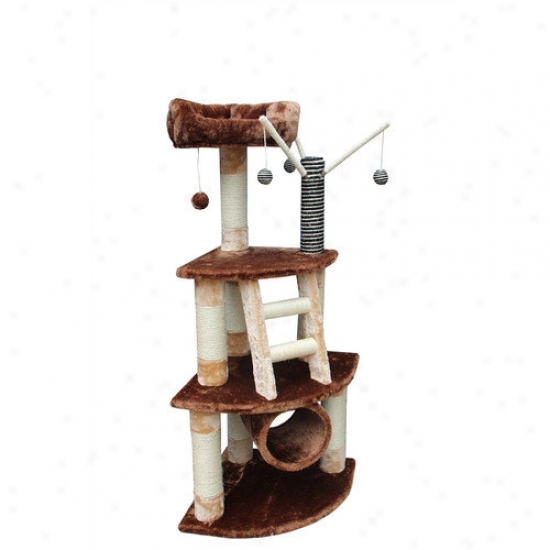 Kitty Mansions 53'' Athens Cat Tree In Brown And Beige