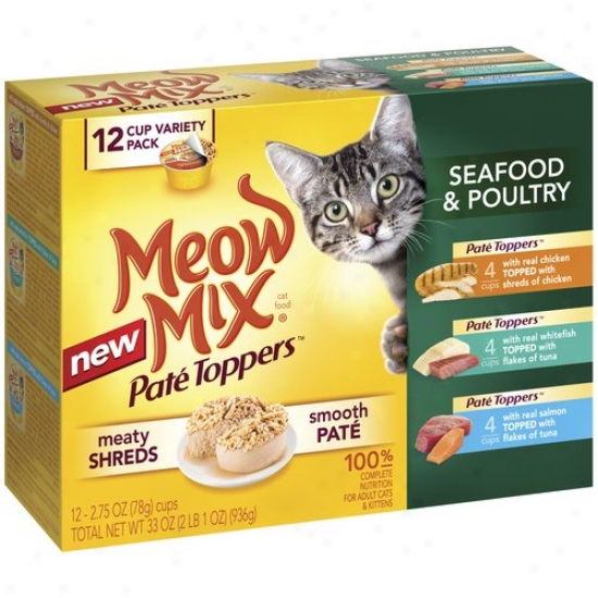 Meow Mix Pate Toppers Seafood & Poultry Variety Pack Cat Food, 2.75 Oz, 12ct