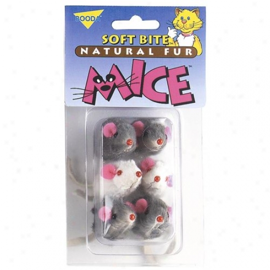 Petmate Aspen Pet 58071 Natural Fur Mice Soft Pierce with the teeth Cat Toys - 6-pack