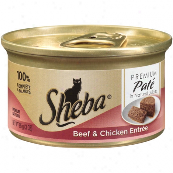 Sheba Pemium Pate Cat Food, Beef & Chicken Entree, 3 Oz