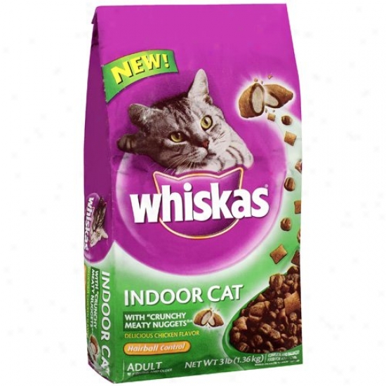 Whiskas Indoor Cat Chicken Flavor Cat Food With Crunchy Meaty Nuggets, 3 Lb