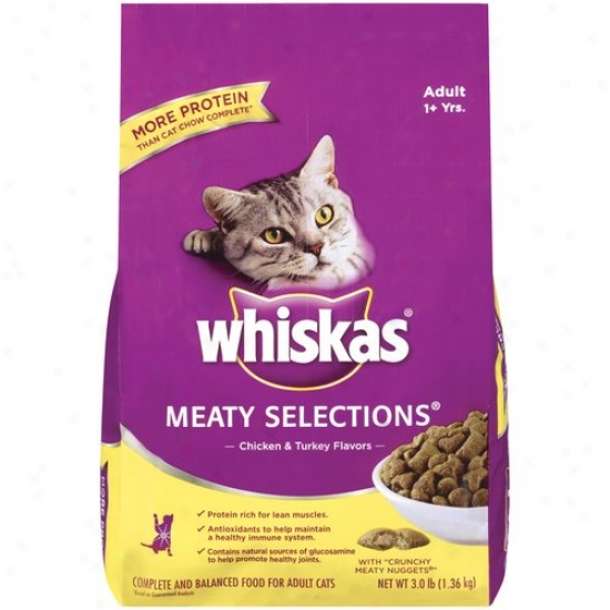Whiskas Meaty Selections Chicken & Turkey Flavor Cat Fooe, 3 Lb