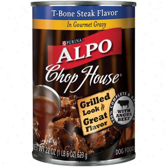 Alpo Chop House Canned Dog Feed, T-bone Steak Flavor In Gourmet Flavor, 22 Oz
