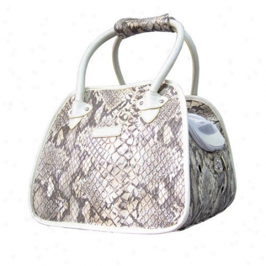 Backbone Pet Faux Leather Handbag Angry mood Carrier In Snake White