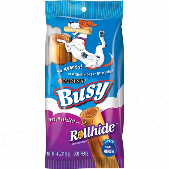 Busy Busy Dog Treats Small/medium Rollhide, 4 Oz