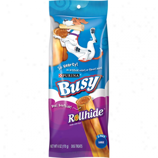 Busy Dog Treats Large Rollhide, 2-pack, 6 Oz