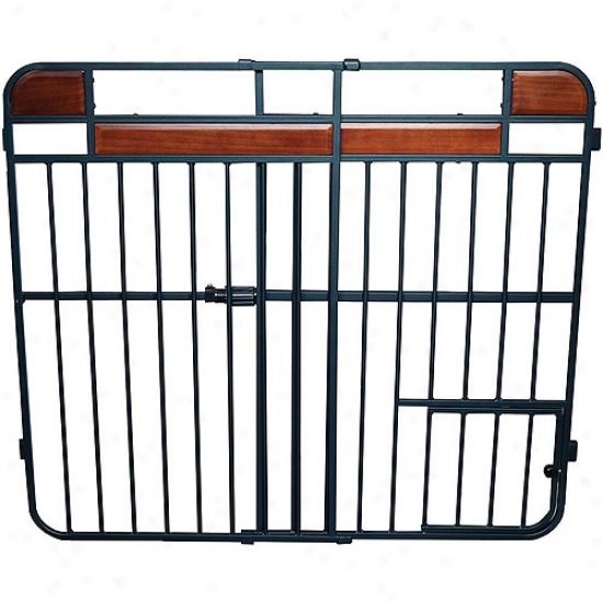 Carlson 0832ds Hmoe Decor Extra Tall Expandable Pet Gate, Charcoal Armor With Cherry Forest