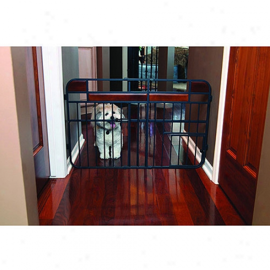 Carlson Design Studio Expandable Pet Gate, Charcoal With Cherry Wood