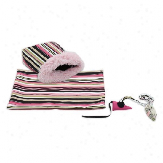 Chooty & Co Shaggy Pink-ps Dusty Rose Pet Bag And Versital Cover And Wrist Toy - Set Of 3