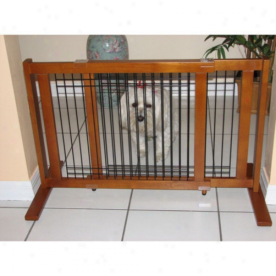 Crown Pet Products Freestanding Wood And Wire Pet Gate