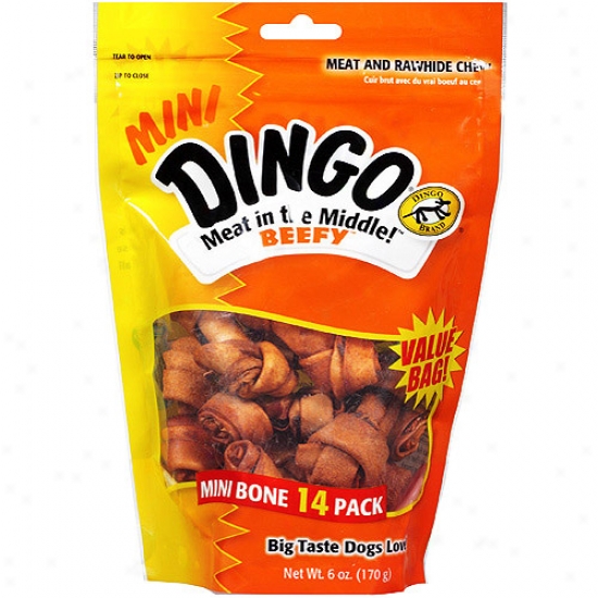 Dingo Beefy Rawhide Bone Minis, 14 Pack