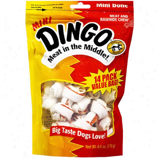 Dingo Mini Meat In The Middle Rawhide Chew Bone , 14ct