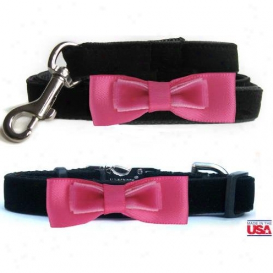 Diva-dog 10023061 Bowtie Pink Bow Xs-sm Collar And Leash Set