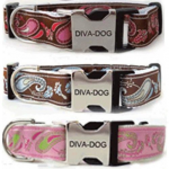 Diva-dog 6266066 Turquoise Boho M/l Adjustabpe Cpllar Metal/plastic Buckle