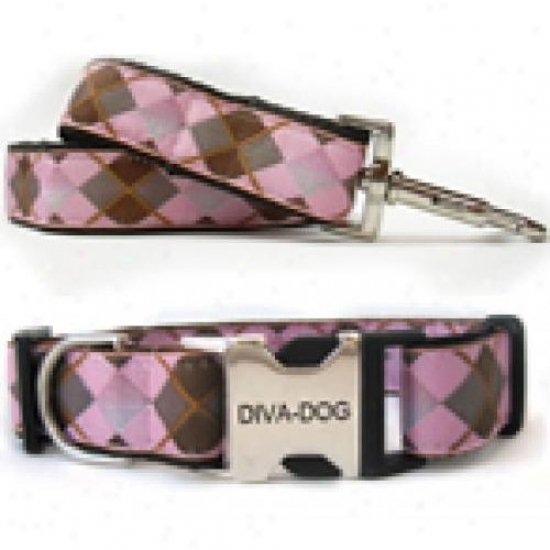 Diva-dog 8903124 Argyle Xs/s Collar And Leash Metal/plastic Buckle