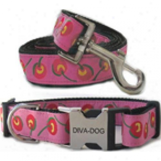 Diva-dog 8903486 Cherries Xs/s Collar And Tie Metal/plastic Buckle