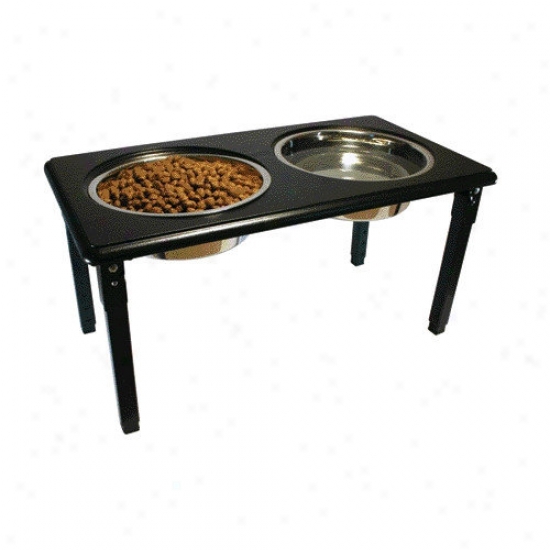 Ethical Pet Posturw Pro Adjustaable Double Pet Diner In Black