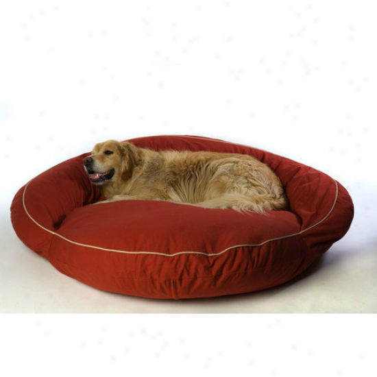Everest Pet Classic Twill Bolster Dog Bed In Barn Red With Khaki Cording