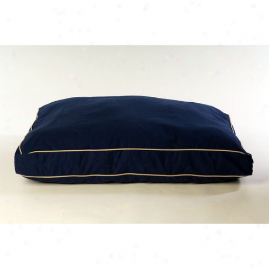 Everest Pet Classic Twill Rectangular Pet Bed In Blue With Khaki Cording