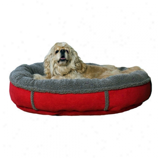 Everest Pet Faux Suede Round Comfy Cup  Dog Receptacle In Red