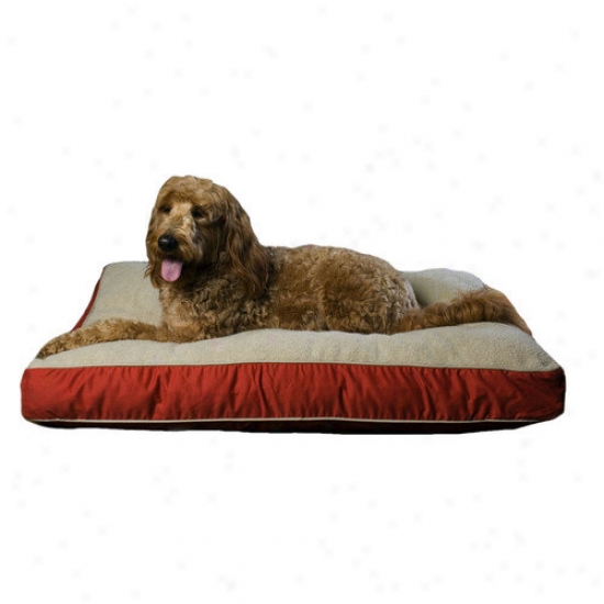 Everest Pet Four Season Pet Bed With Cashmere Be5ber Top In Red Wtih Khaki Cording
