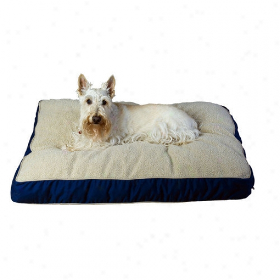 Everest Pet Four Season Pet Bed With Cashmere Bervr Top In Blue With Khaki Cording