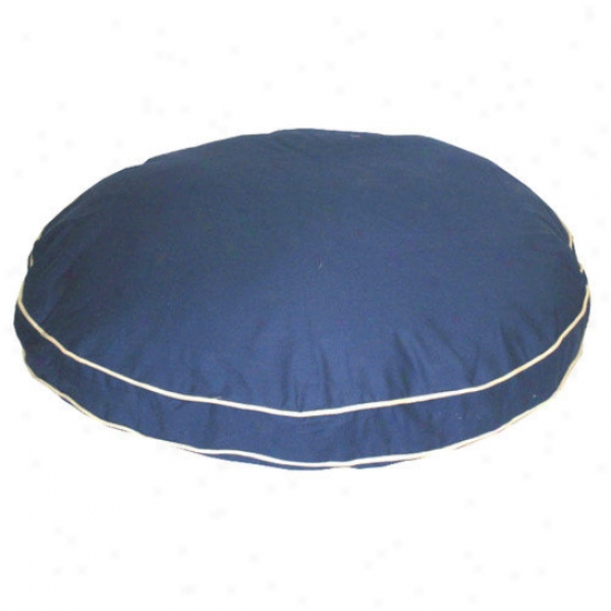 Everest Pet Twill Classic Round Pet Bed In Blue With Kahki Cprding