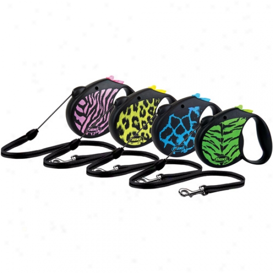 Flexi Usa Retractable Animal Print Leash, Pink Zebra