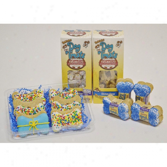 Foppers Birthday Gift Set In Blue Dog Treat