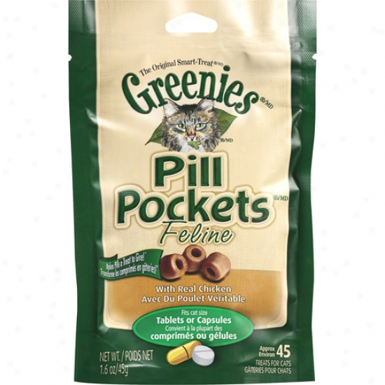 Greenie 642863021411 Pill Pockets Cat Chicken 1. 6 Oz 45 Piece Per Bag