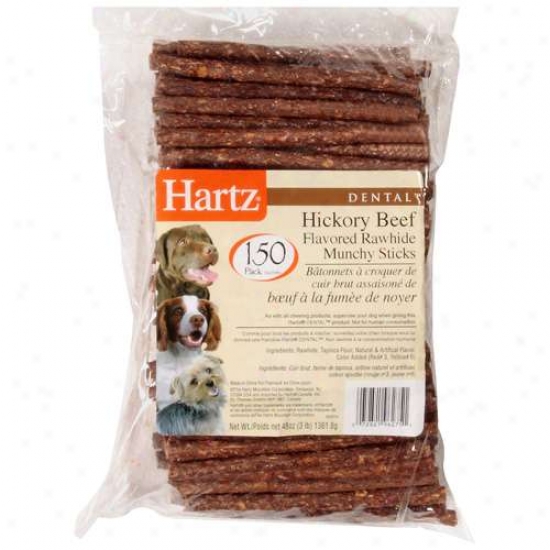 Hattz 150 Pack Dental Hickory Beef Flavored Rawhide Munchy Sticks  96275