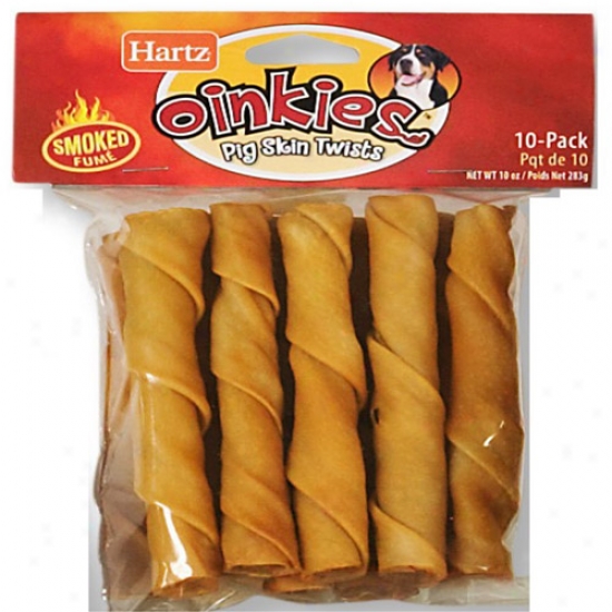Hartz 99035 10 Pack Oinkies Pork Skin Twists