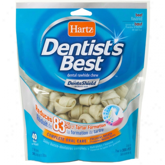 Hartz Dentist's Best Small Dog 2" Dental Rawhide Chews, 40 Count