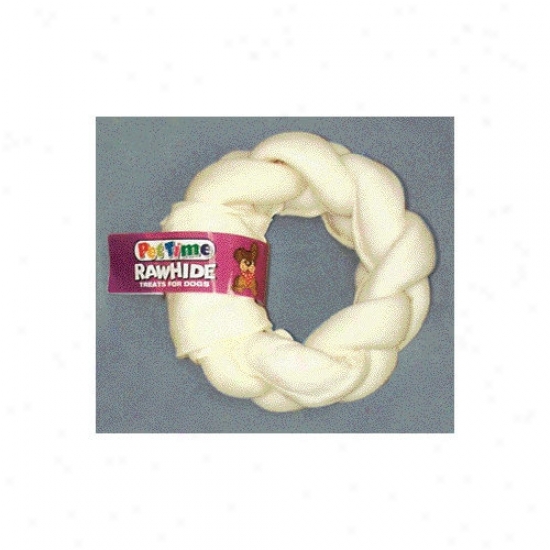 Ims Tdading 9'' Pestime Rawhide Braided Donut Dog Treat