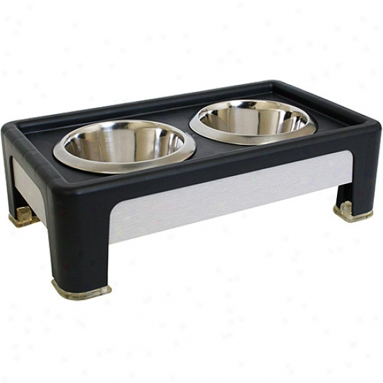 Just The Right Height Feeder, Signature Series 4" Black/stainless Dog Feeder