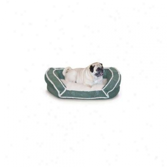 K&h Pet Products K7h316 Deluxe Bolster Lay  Small Green Paw 21 Inch X 30 Inch X 7 Inch