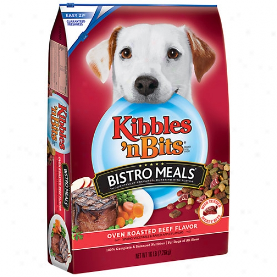 Kibbles 'n Bits Bistro Meals Oven Roasted Dog Food, Beef Flavor, 16 Lbs