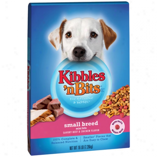 Kibbles 'n Bits Small Breed Dog Food, Mini Bits Savory Beef & Chicken Flavor, 16 Lbs